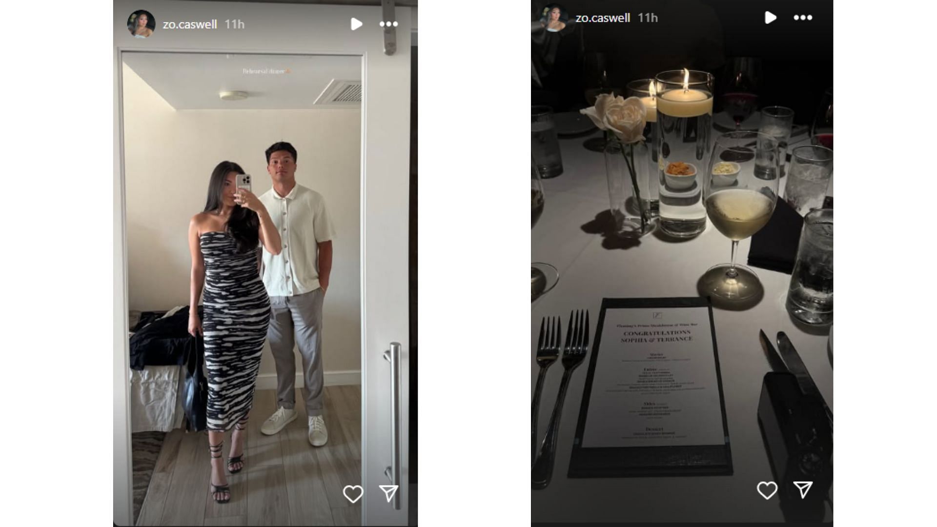Zo Caswell shared additional photos of the wedding rehearsal dinner. (Credits @zo.caswell Instagram)